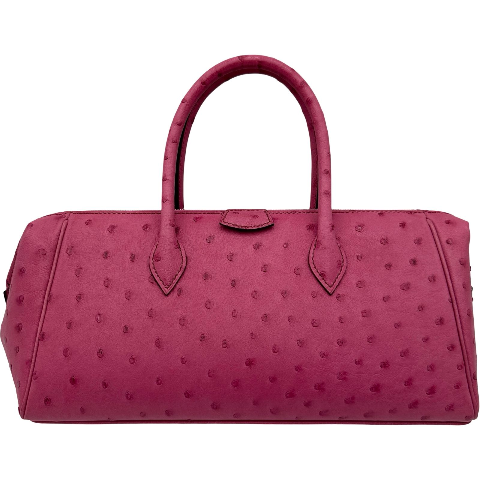 エルメス HERMES ポリポンペイ27 □J刻印 フューシャピンク シルバー金具 オーストリッチ レディース ハンドバッグ