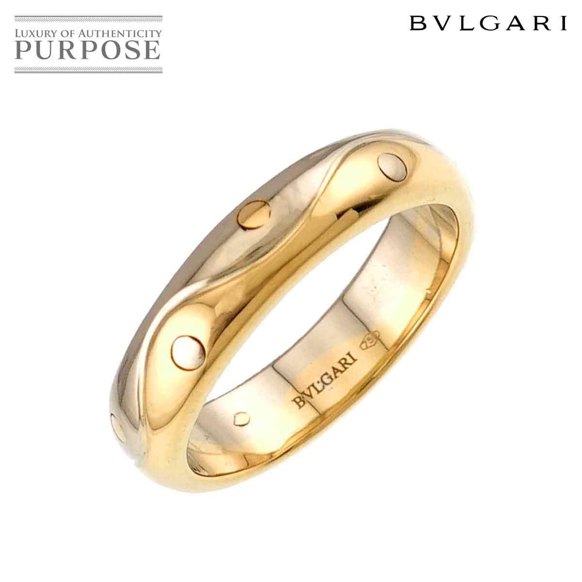 ブルガリ BVLGARI オンダ 17.5号 リング K18 YG WG イエロー ホワイトゴールド 750 コンビ ウェーブ 指輪 Onda Ring 90329083