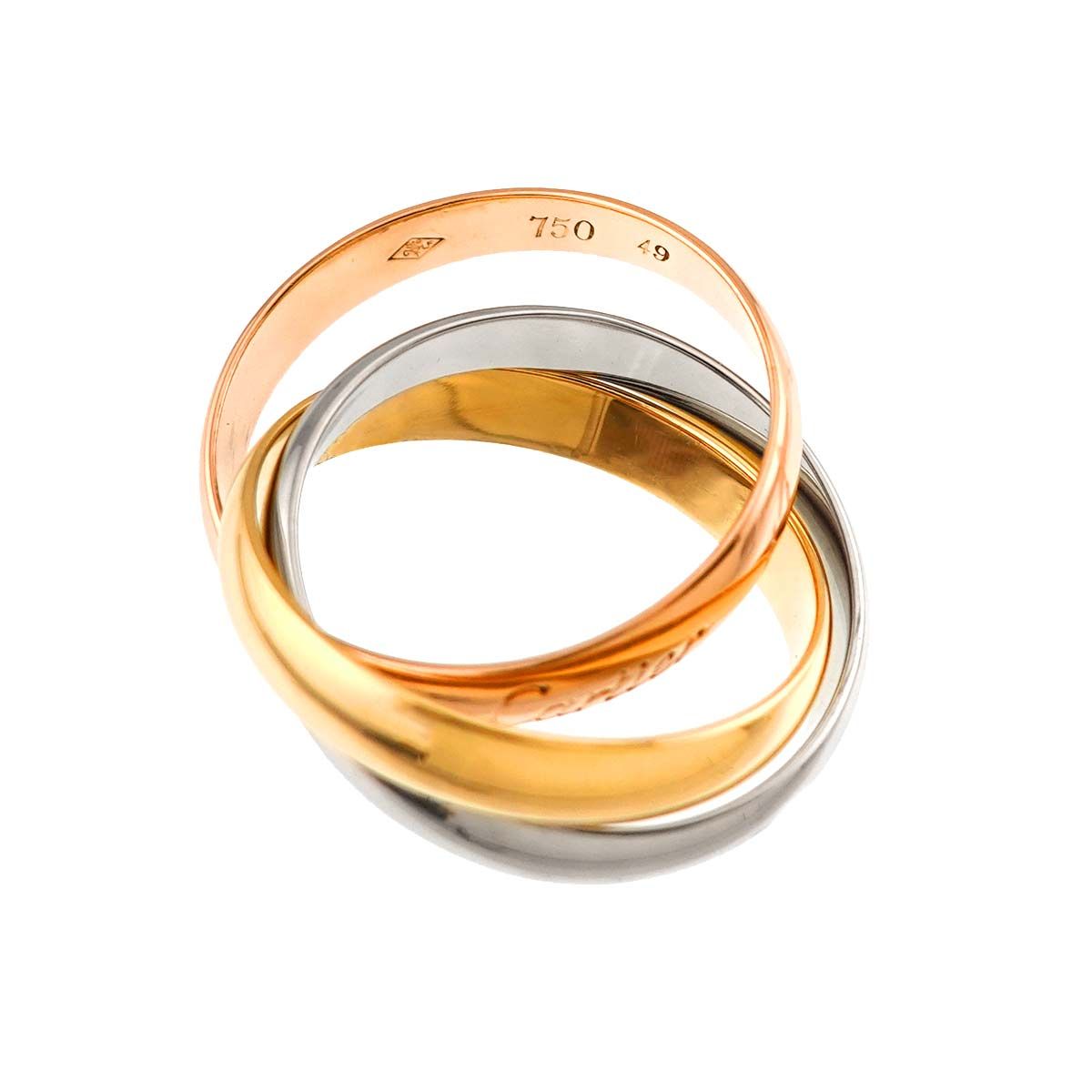 カルティエ Cartier トリニティ MM #49 リング K18 YG WG PG 3連