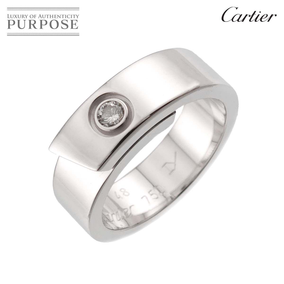 カルティエ Cartier アニバーサリー #48 リング ダイヤ 1P K18 WG