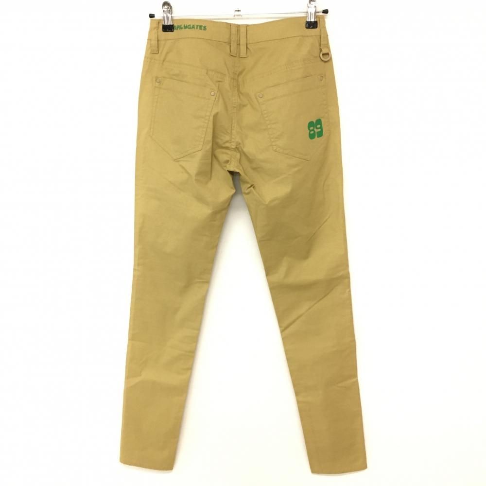 新品】パーリーゲイツ パンツ ベージュ×グリーン ストレッチ コットン