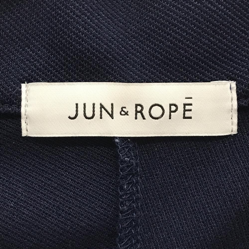 超美品】ジュンアンドロペ 半袖ハイネックシャツ ネイビー×白 刺しゅう