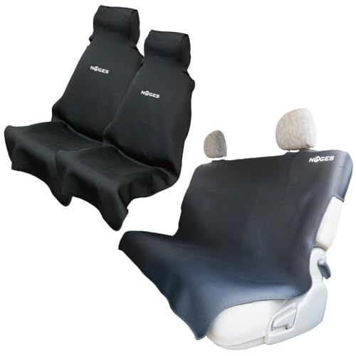 NOGES シートカバー カーシートカバー ハイエース用リアシートとフロント用（2枚）セット 【ブラックセット】Ju