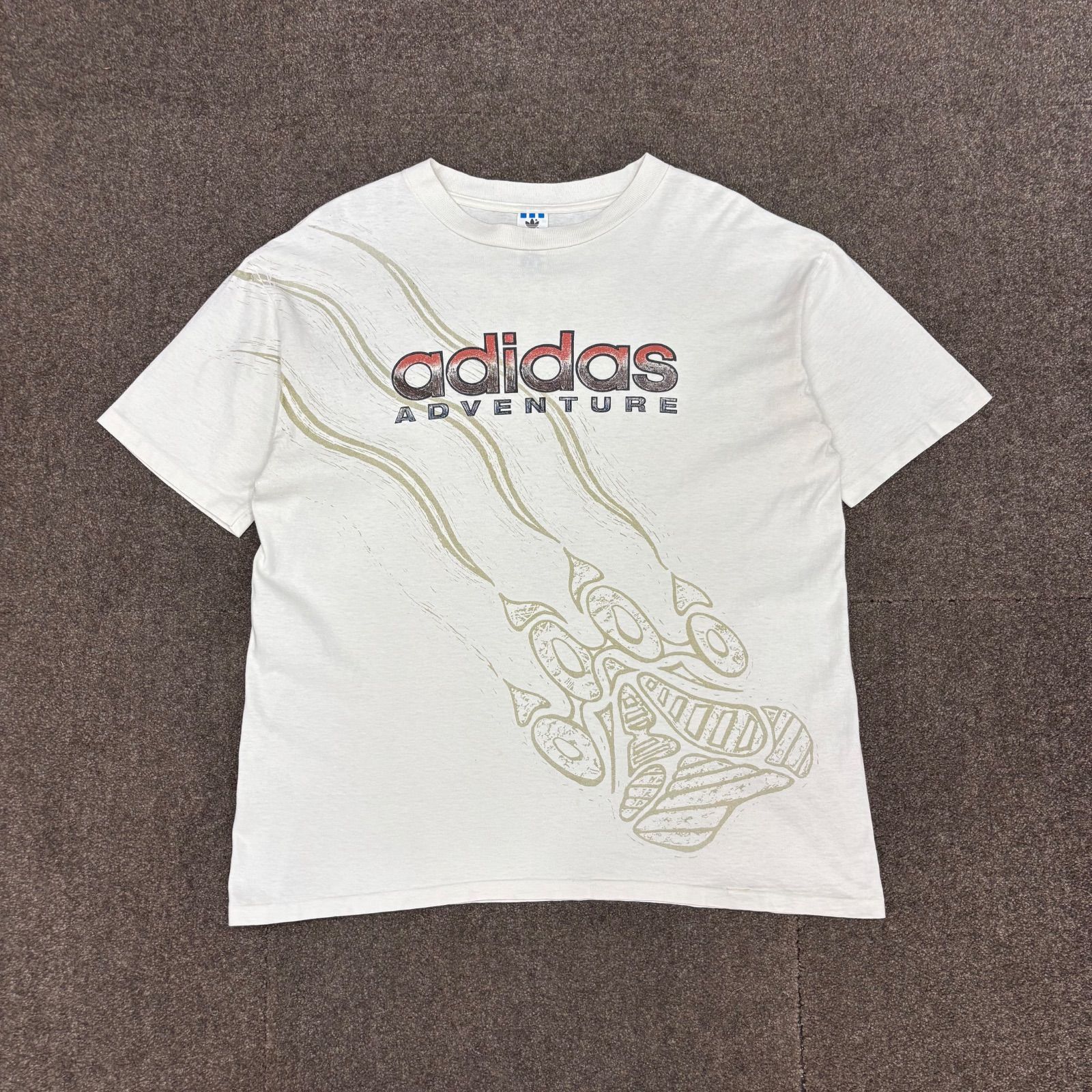 90s adidas adventure originals アディダス アドベンチャー Tシャツ VINTAGE ビンテージ ホワイト 半袖 オリジナルス USA