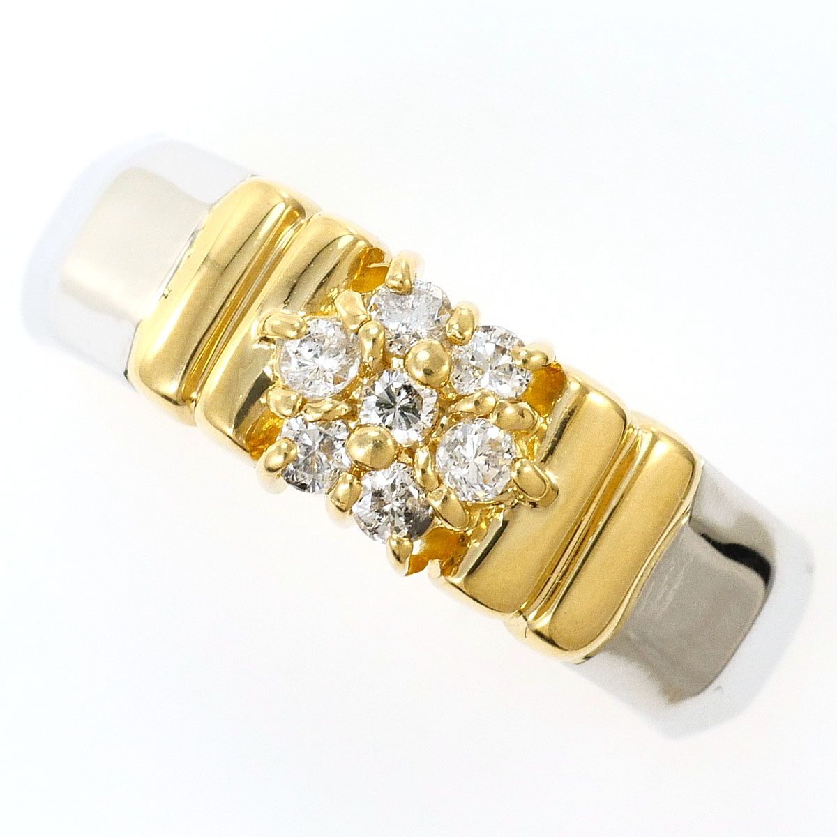 PT900/プラチナ K18YG リング・指輪 8号 ダイヤモンド 0.17ct 鑑別書