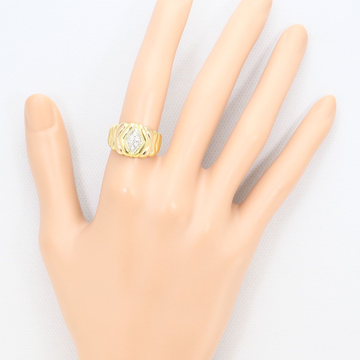 PT900/プラチナ K18YGPG リング・指輪 12号 ダイヤモンド 0.03ct 鑑別