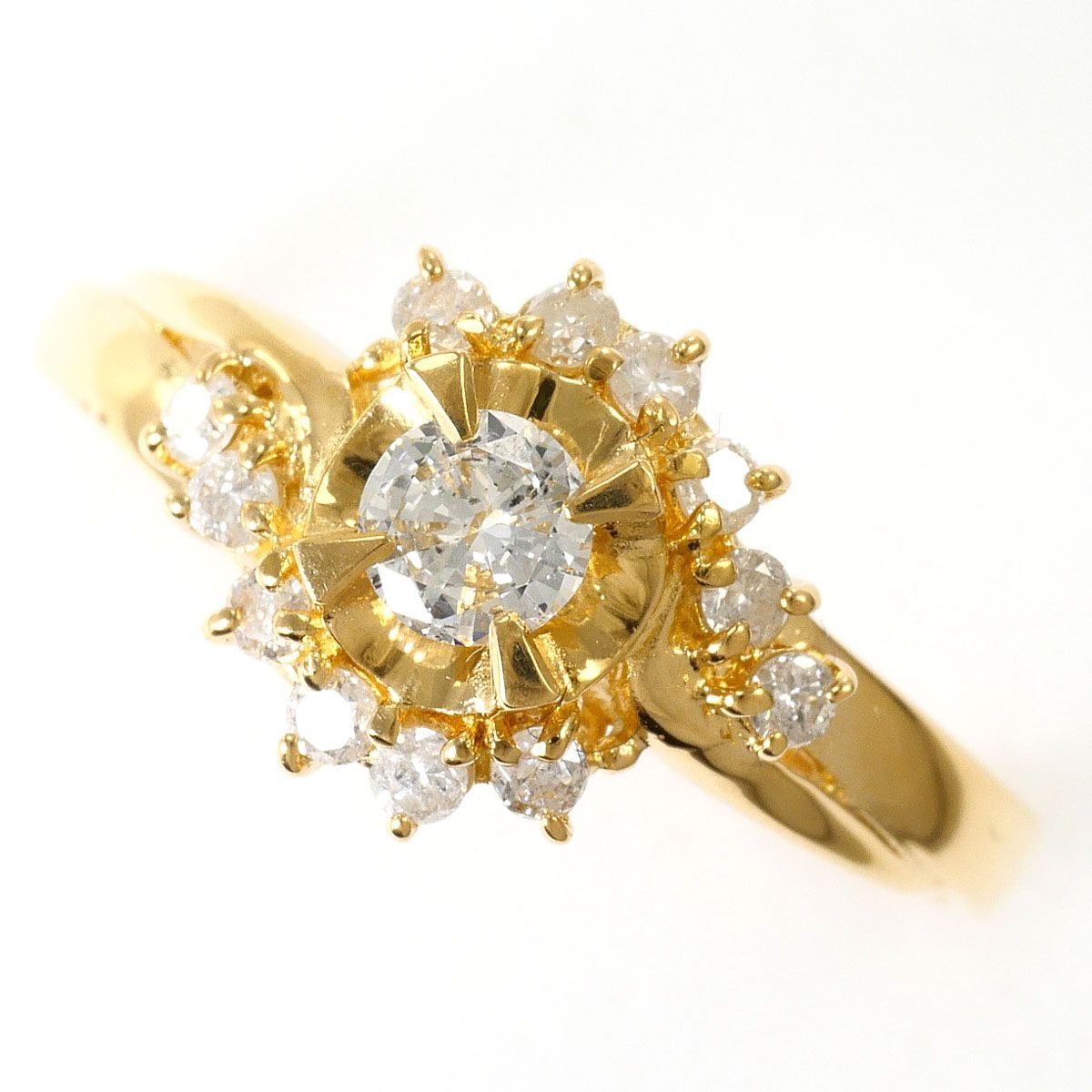 K18YG リング・指輪 16号 ダイヤモンド 0.40ct 鑑別書 総重量約2.4g