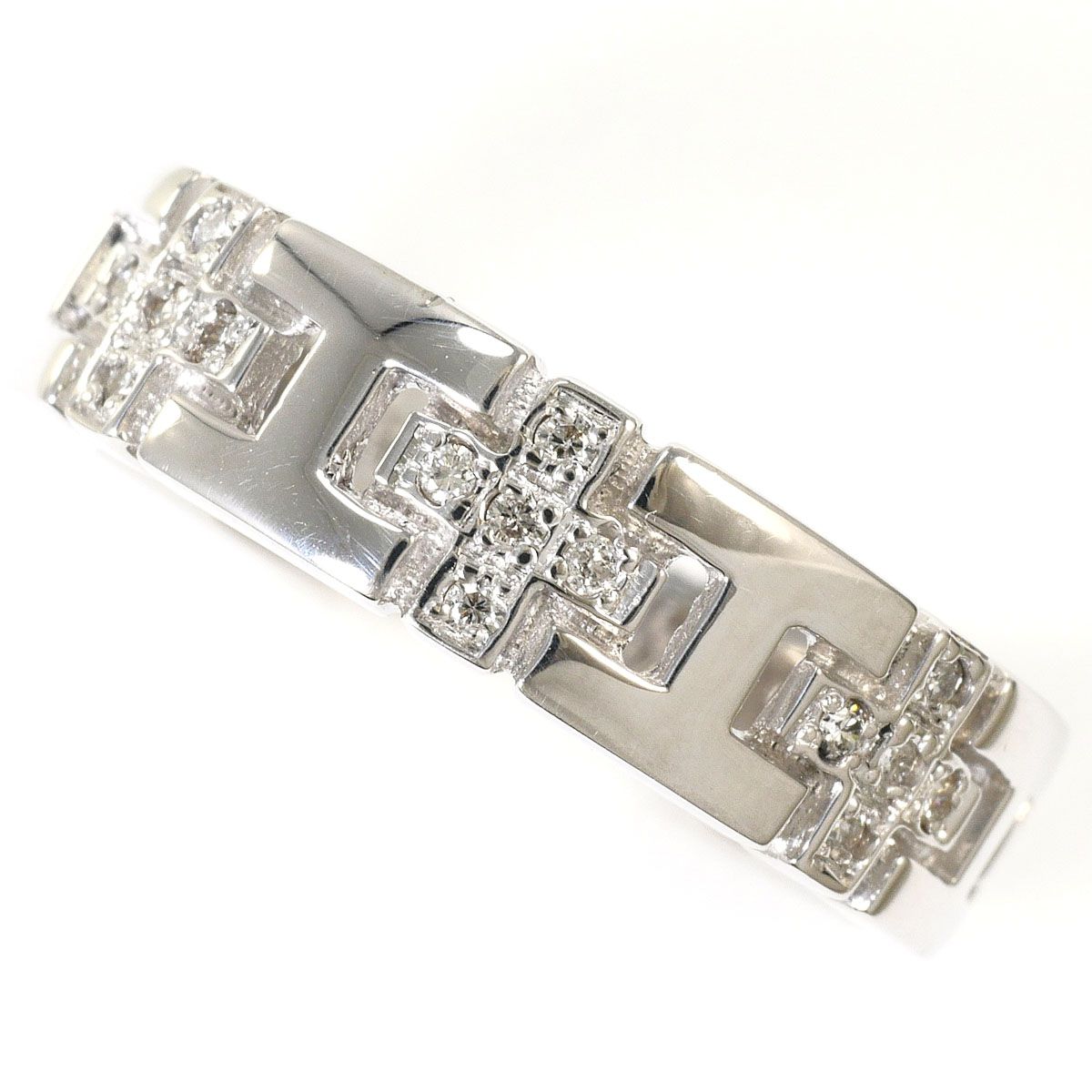 K14WG リング・指輪 14号 ダイヤモンド 0.10ct 鑑別書 総重量約4.1g