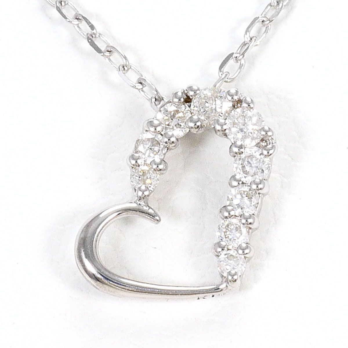 K10WG ネックレス ダイヤモンド 0.10ct 総重量約0.9g 約39cm