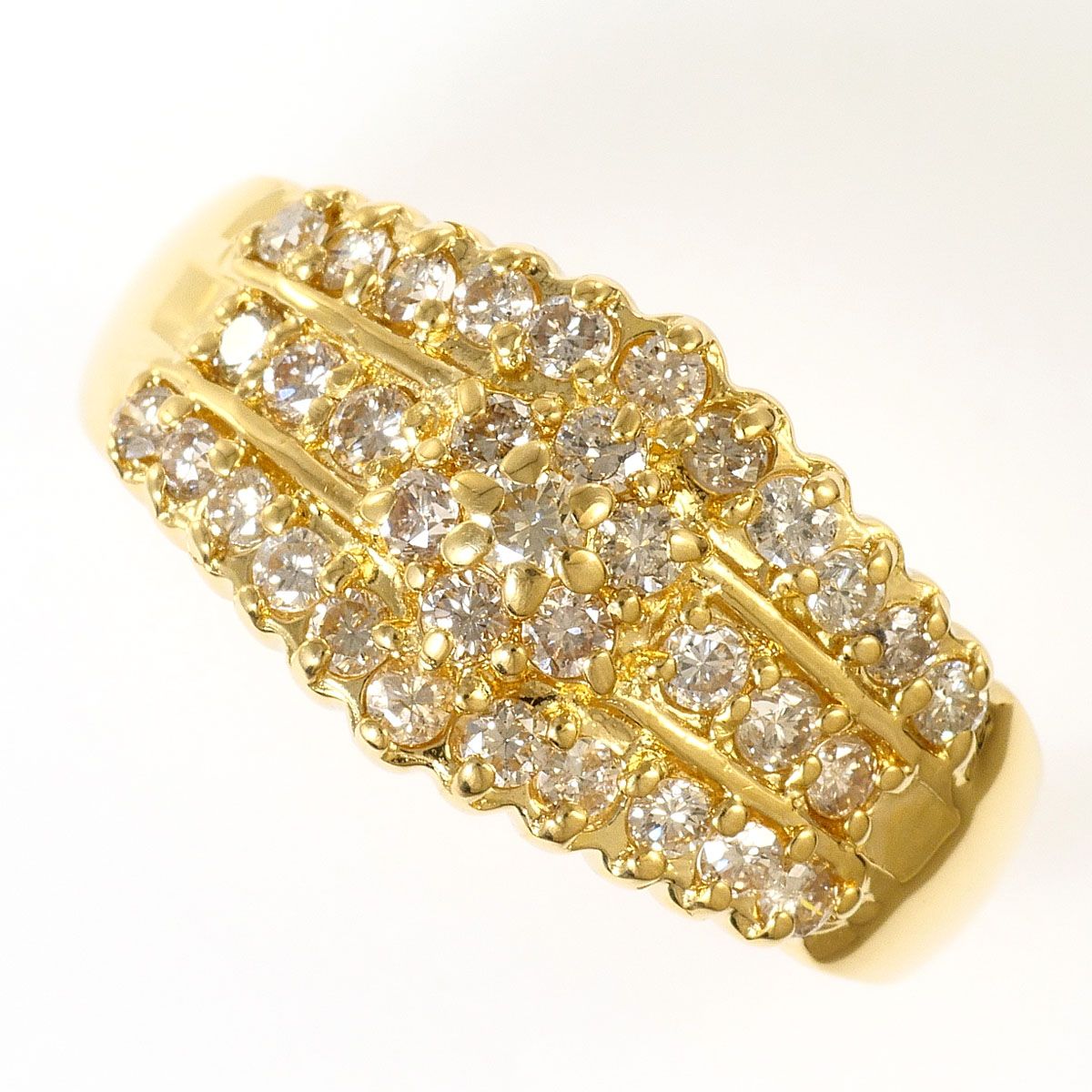 K18YG リング・指輪 15.5号 ダイヤモンド 0.70ct 鑑別書 総重量約2.8g