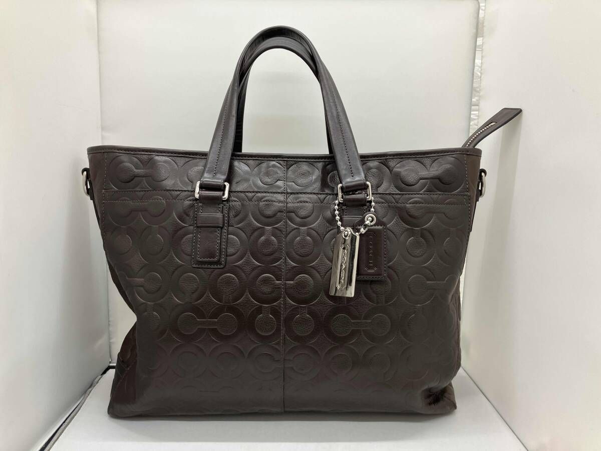 COACH コーチ 70253 ビジネスバッグ トートバッグ ダークブラン 茶色 オプ アート