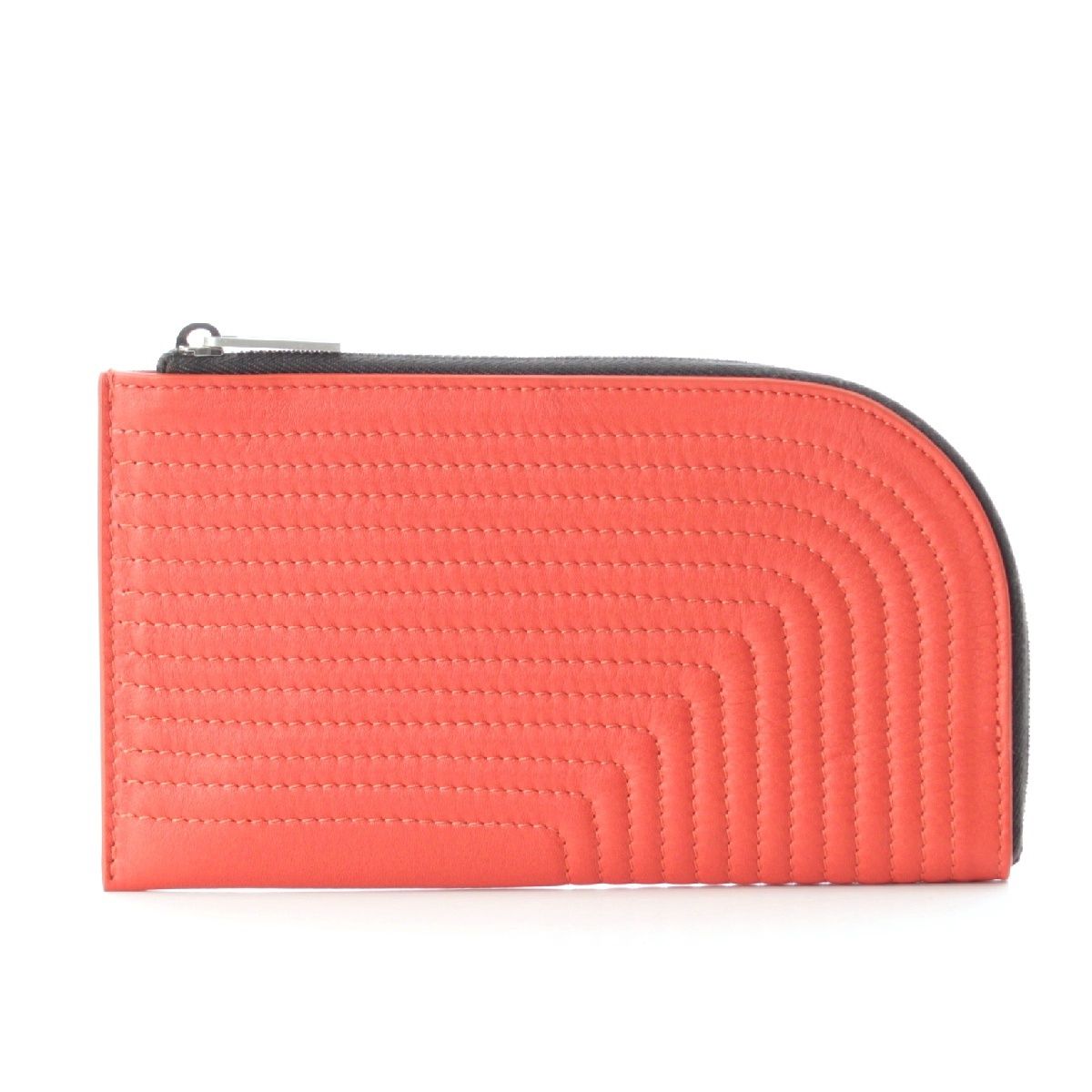 リックオウエンス 22AW RICK WALLET レザー ステッチ L字ファスナー コインケース 小銭入れ コンパクトウォレット RA02B0112 オレンジ 53【中古】