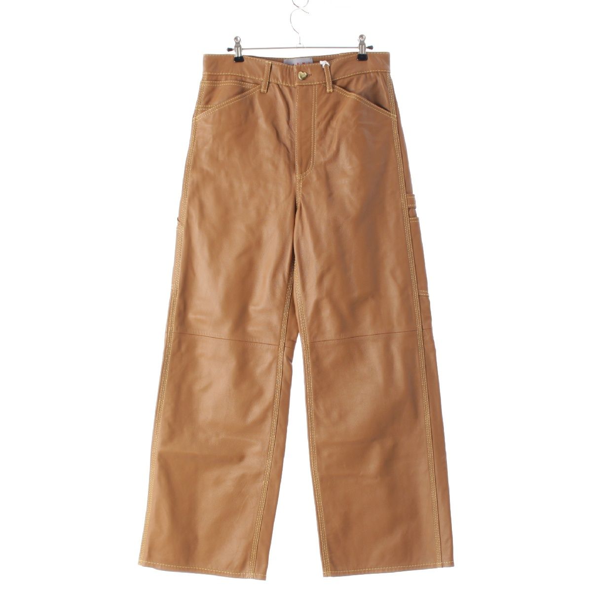 マルニ カーハート Carhartt 22AW ラムスキン レザー ペインター ストレート パンツ ボトムス PUMY0017A0 ブラウン S【中古】