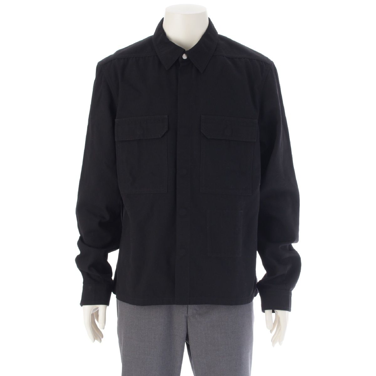 リックオウエンス 24SS コットン クロップド オーバーサイズ 長袖シャツ ジャケット トップス RL01D3234 ブラック 52【中古】