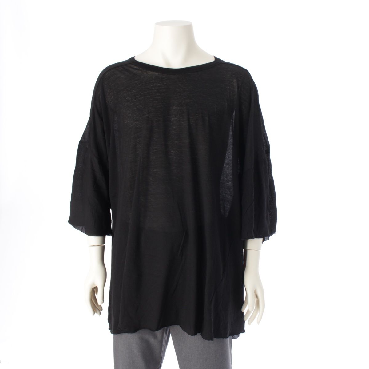 リックオウエンス 24SS TOMMY TEE コットン クルーネック オーバーサイズ 半袖Ｔシャツ トップス カットソー RU01D3283-UC ブラック【中古】