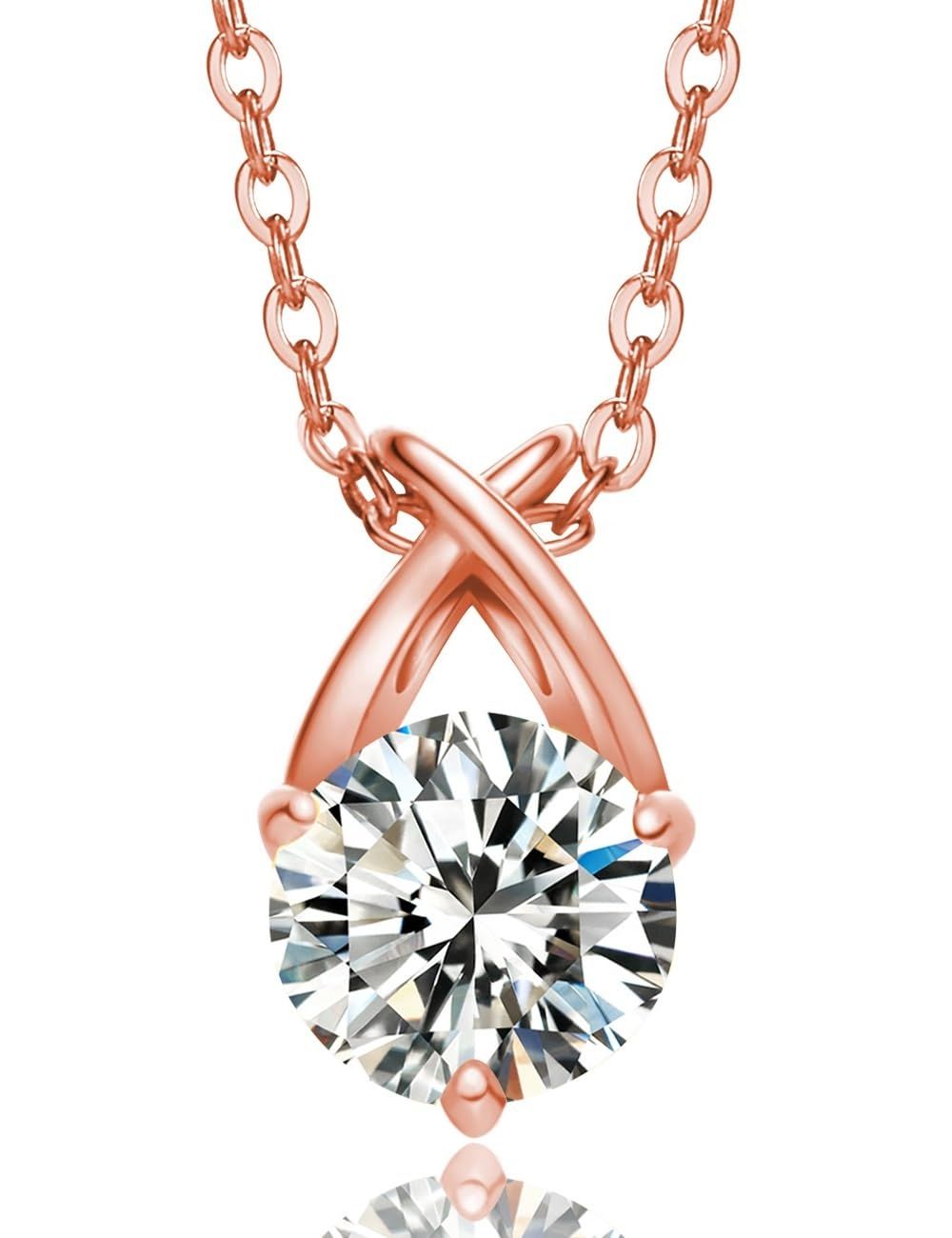 [PISTIS] モアサナイト ネックレス レディース 一粒 1ct シルバー アクセサリー シンプル 金属アレルギー対応 クリスマス 誕生日 ホワイトデー 母の日 プレゼント 贈り物 ギフト