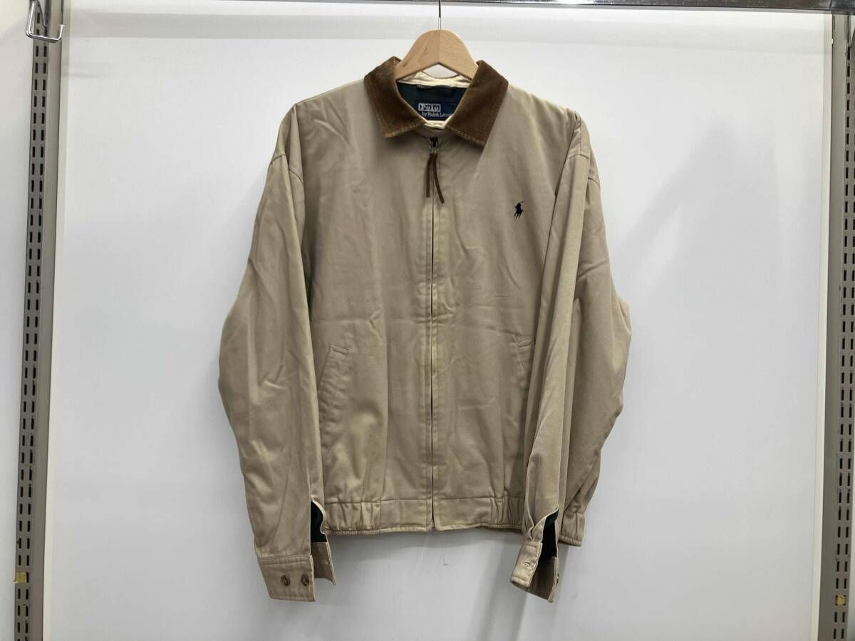 POLO RALPH LAUREN ポロラルフローレン スイングトップジャケット 襟コーデュロイ 裏地チェック ベージュ サイズ:S