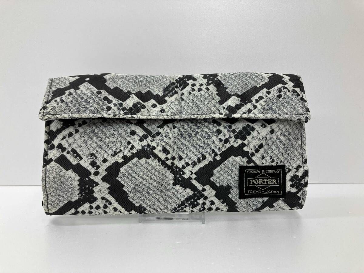 HEAD PORTER ヘッド ポーター 長財布 パイソン総柄ウォレット ナイロン素材 グレー ブラック 通年