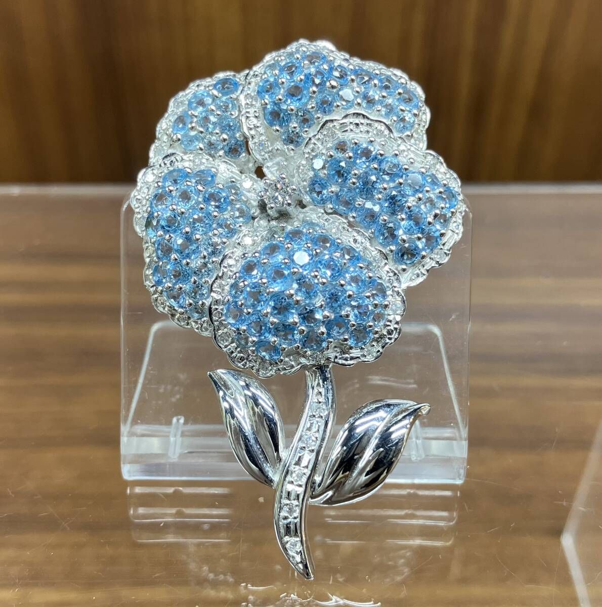 K18WG K14WG ホワイトゴールド ダイヤモンド 0.40ct ブルートパーズ 