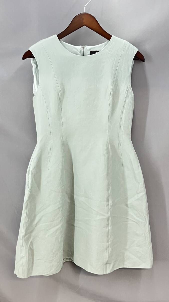 極美品★FOXEY/フォクシーノースリーブワンピース ミント シルエット40 ☆ foxey フォクシー ノースリーブワンピース レディース サイズ40