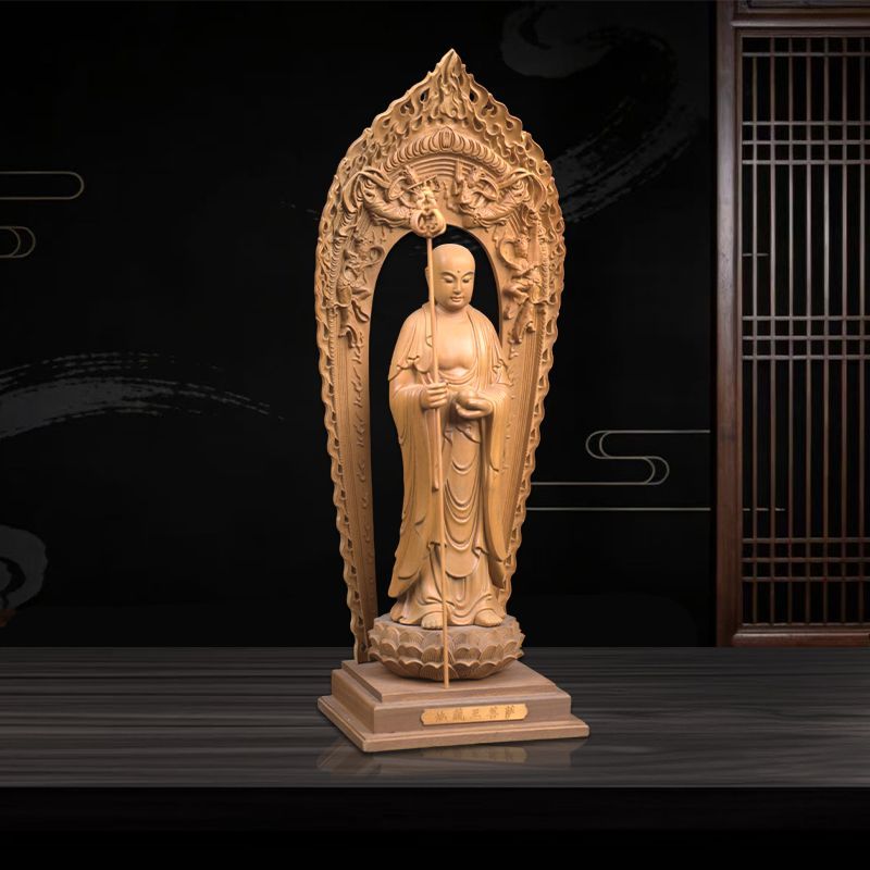 【修縁堂】新作　仏教工芸品　木彫仏像 地蔵菩薩 精密彫刻 仏師で仕上げ品 地蔵菩薩立像