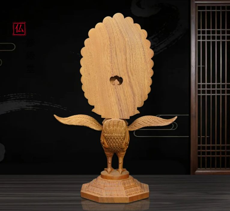 修縁堂】新品！希少品！木彫仏教 精密彫刻 仏師で仕上げ品 孔雀明王