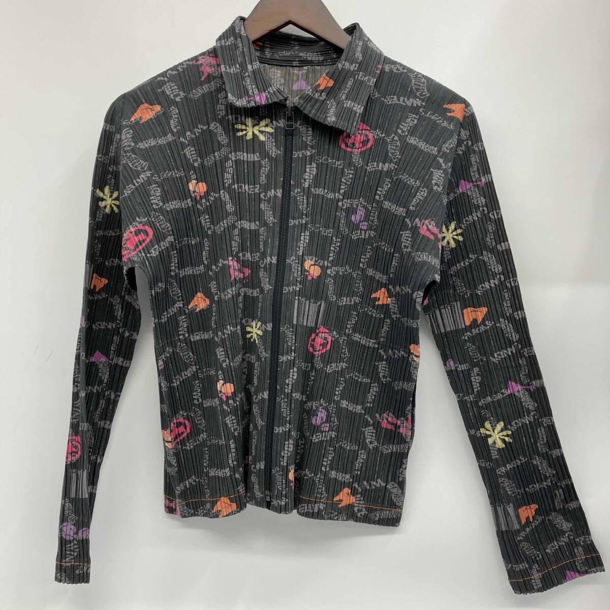 PLEATS PLEASE/長袖シャツ・ブラウス/PP83-JC561／グレー総柄／サイズL／春秋