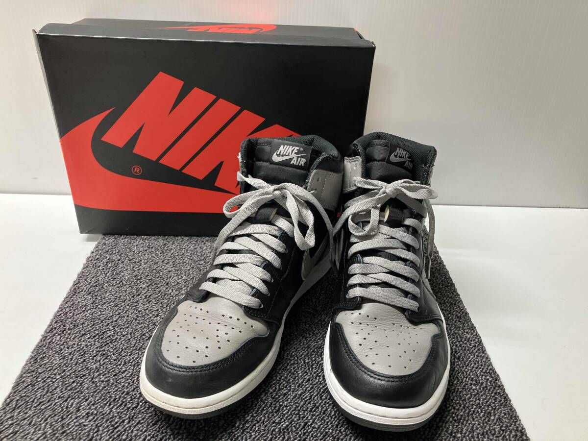 NIKE ナイキ 555088-013 サイズ27cm エアジョーダン1 レトロ ハイ OG 'シャドウ' グレー×ブラック ハイカットスニーカー