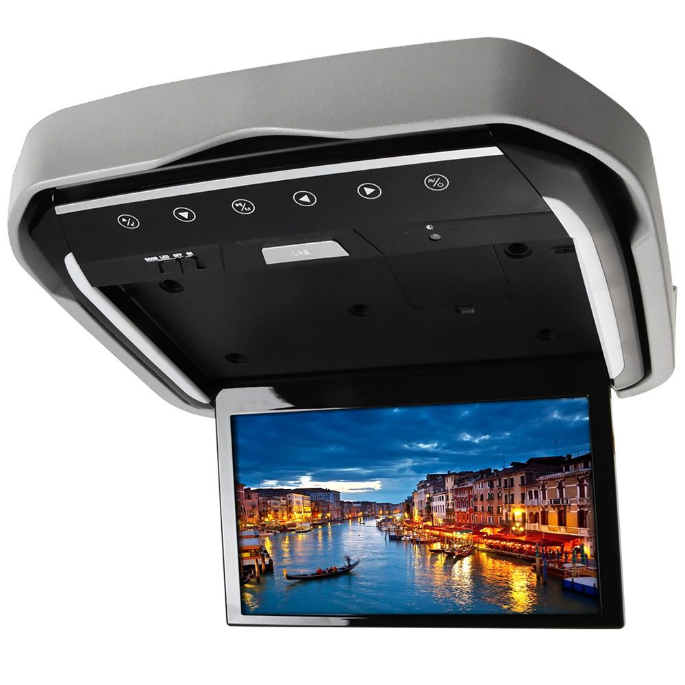 200系 ハイエース ワイドボディ ミドルルーフ フリップダウンモニター ＋ 取付キット グレー 13.3インチ フルHD HDMI USB