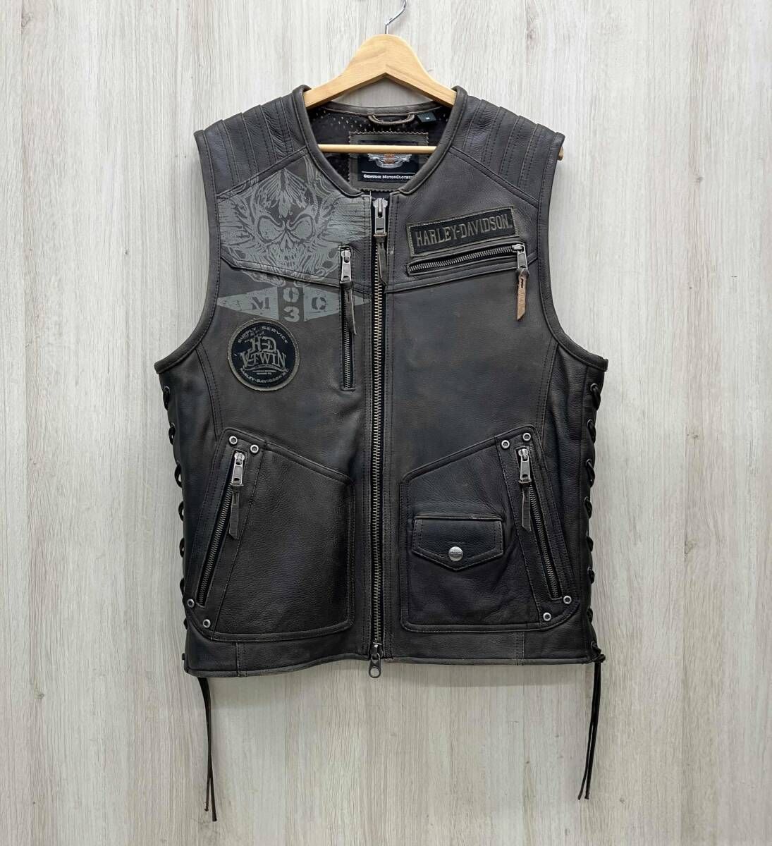 HARLEY DAVIDSON Fetter Lacing Leather Midweight Vest 97127 16VM