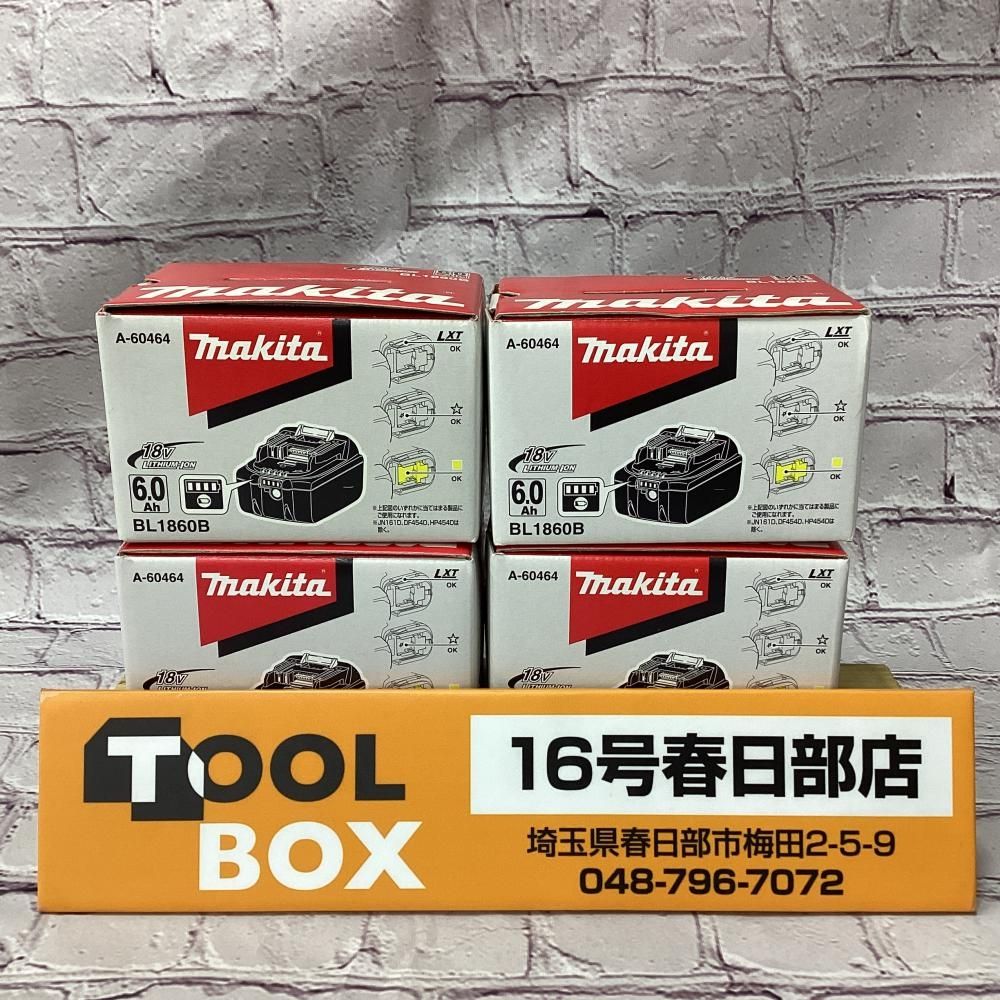 【未使用・純正品】makita/マキタ BL1860B 18V6.0Ah リチウムイオンバッテリー 4個セット【201】