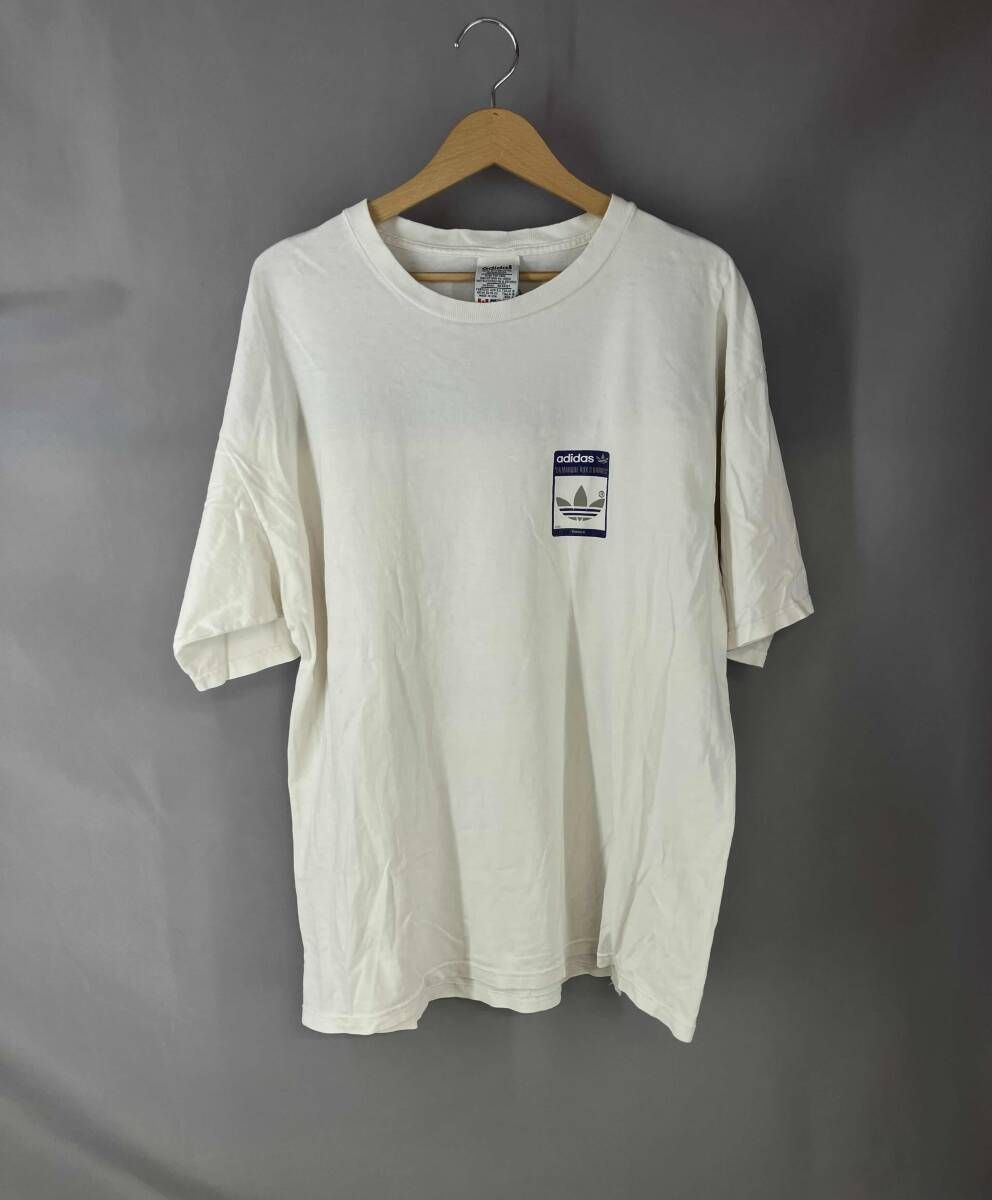 ★ adidas アディダス 半袖Tシャツ 90s USA製 国旗タグ サイズL ホワイト 夏