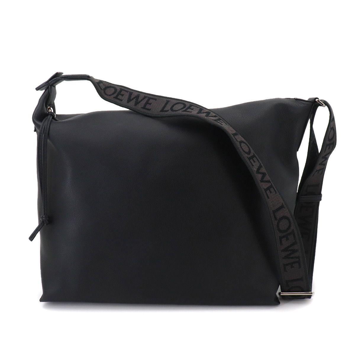 未使用 展示品 ロエベ LOEWE キュービィ クロスボディ ショルダー バッグ レザー ブラック B906K70X13 シルバー 金具 90331138