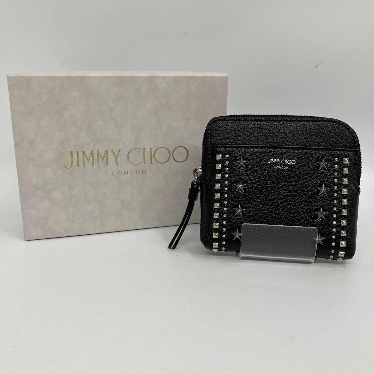 JIMMY CHOO/ジミーチュウ/コンパクトジップカードケース/ブラック