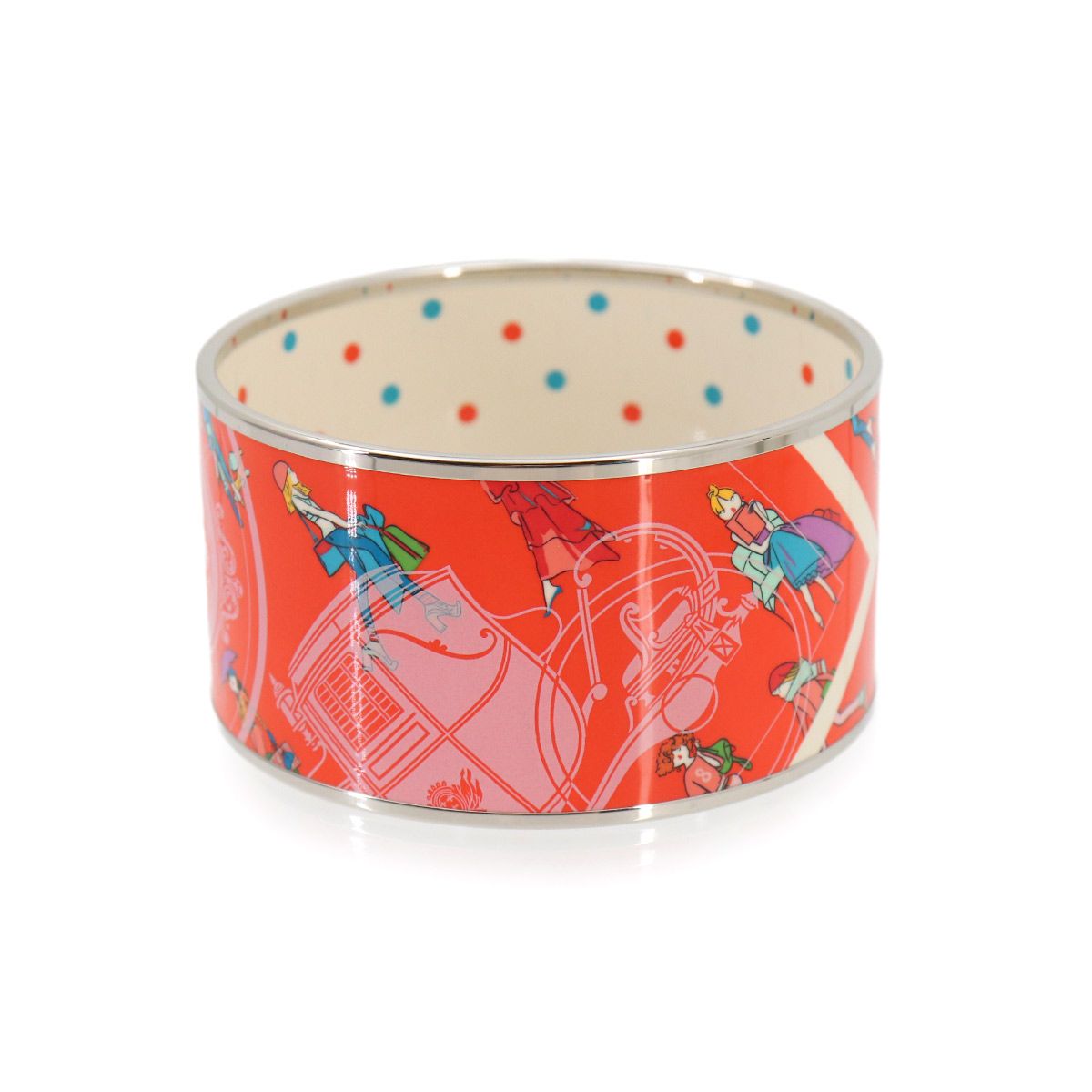 未使用 展示品 エルメス HERMES エマイユ TGM バングル ブレスレット オレンジ シルバー アクセサリー Email TGM 90330190