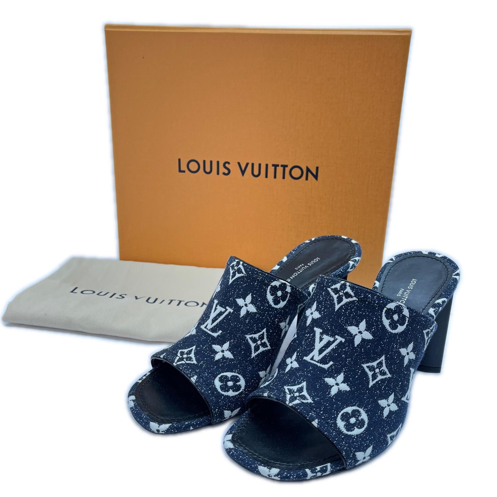 LOUIS VUITTON ルイヴィトン シルエットラインミュール サンダル 39 デニム ネイビー