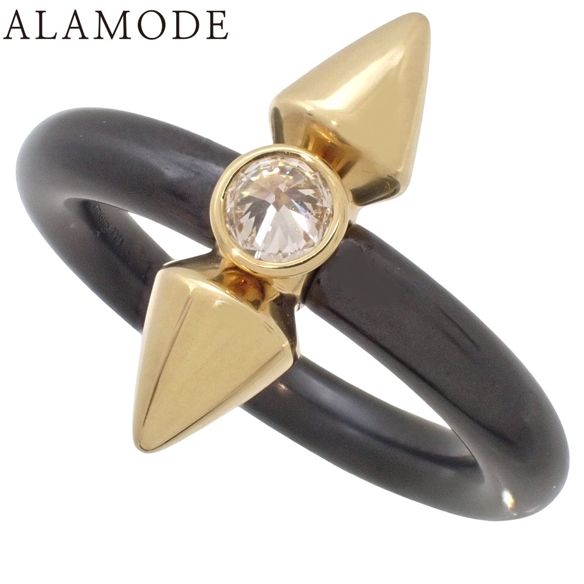 TIFFANY&Co.(ティファニー) D0.18 タイタン ダイヤモンド リング 73469341 チタン TI イエローゴールド K18YG 15(55)号 6.9g 指輪 1PD ブラック黒 ゴールド金 40802205373【中古】【アラモード】 225,467円