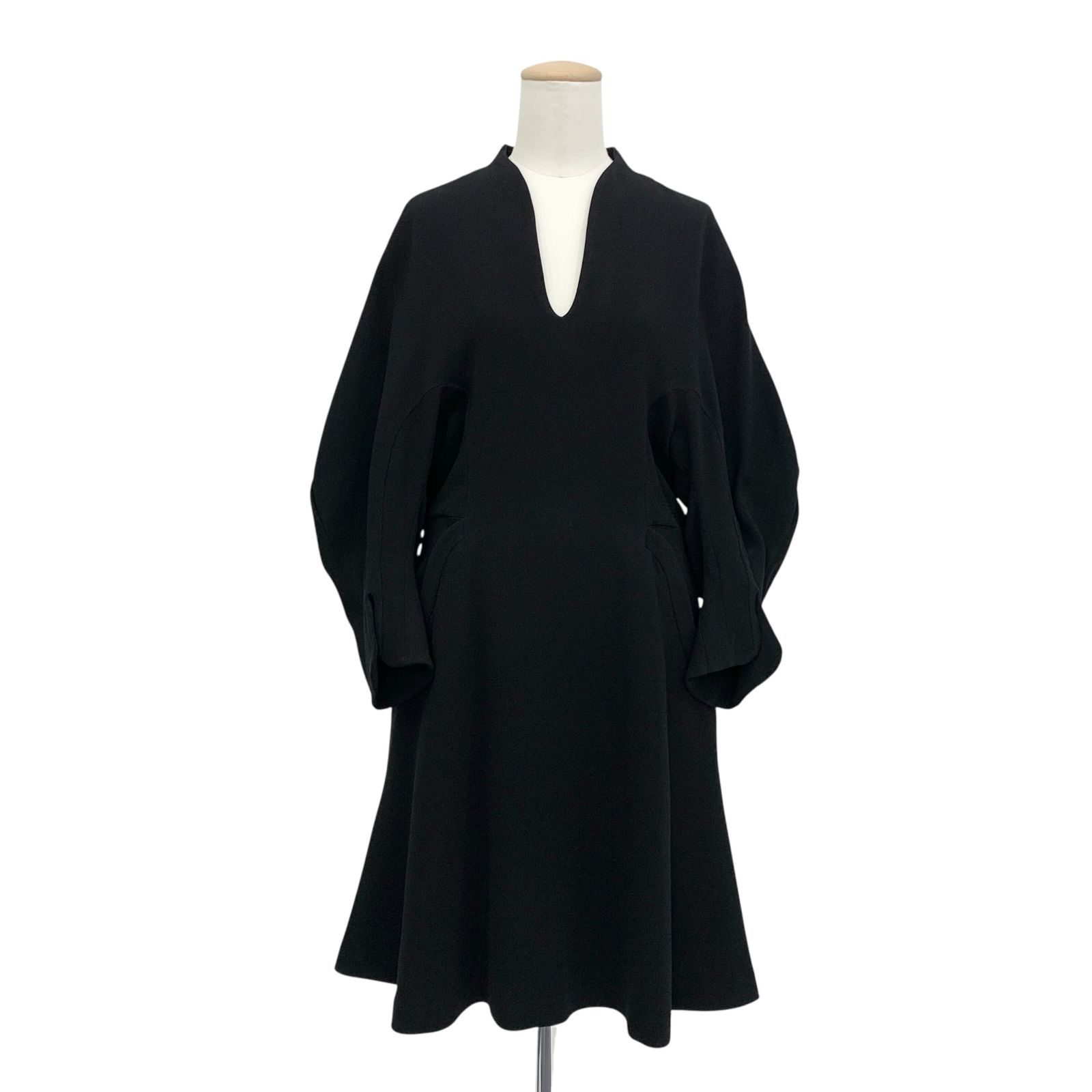 Mame Kurogouchi マメクロゴウチ Volume Sleeve Dress ボリュームスリーブショートワンピース ブラック 2 MM20FW-DR032 ◆