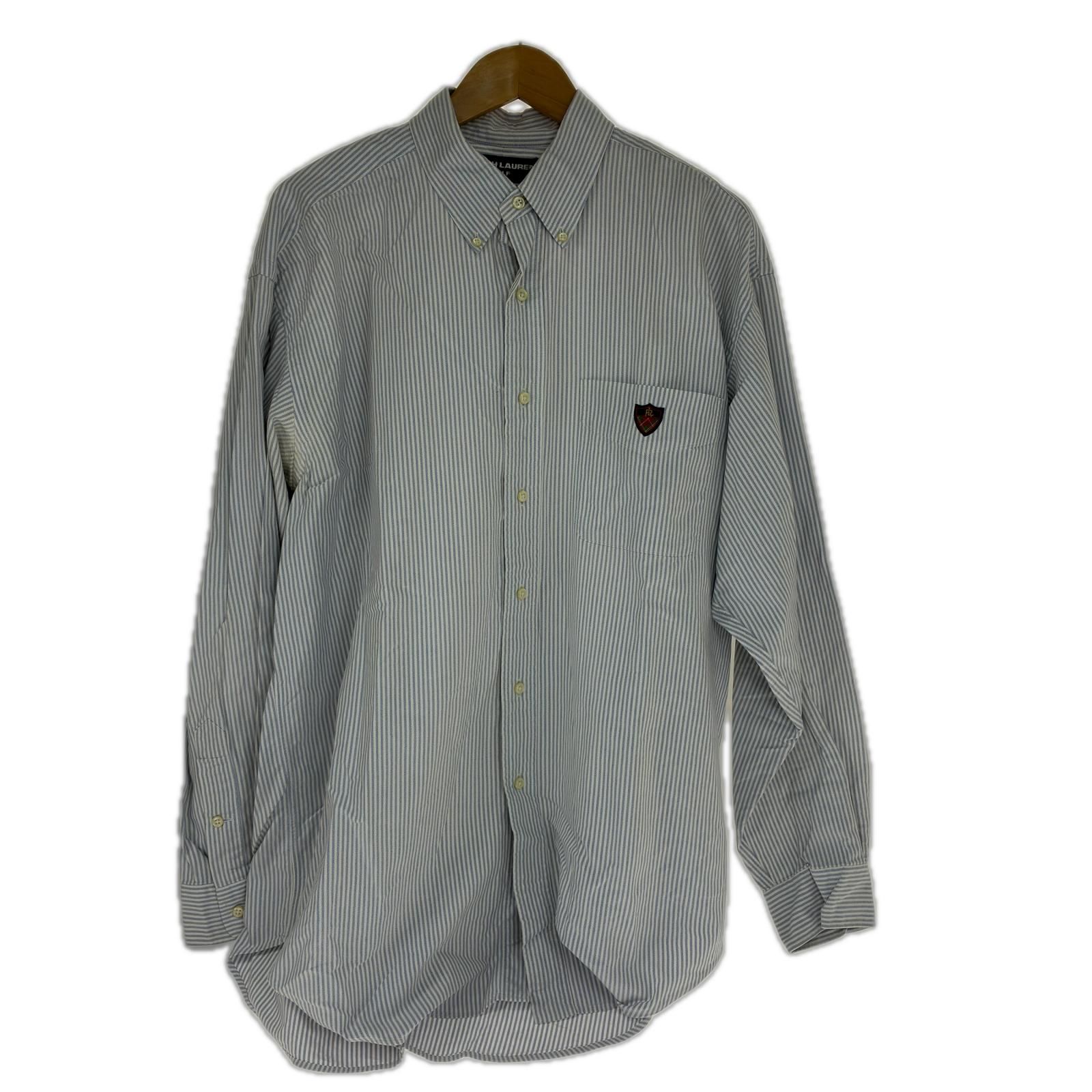 90s RALPH LAUREN GOLF シャツ TILDEN 古着 SIZE L ホワイト x ブルー