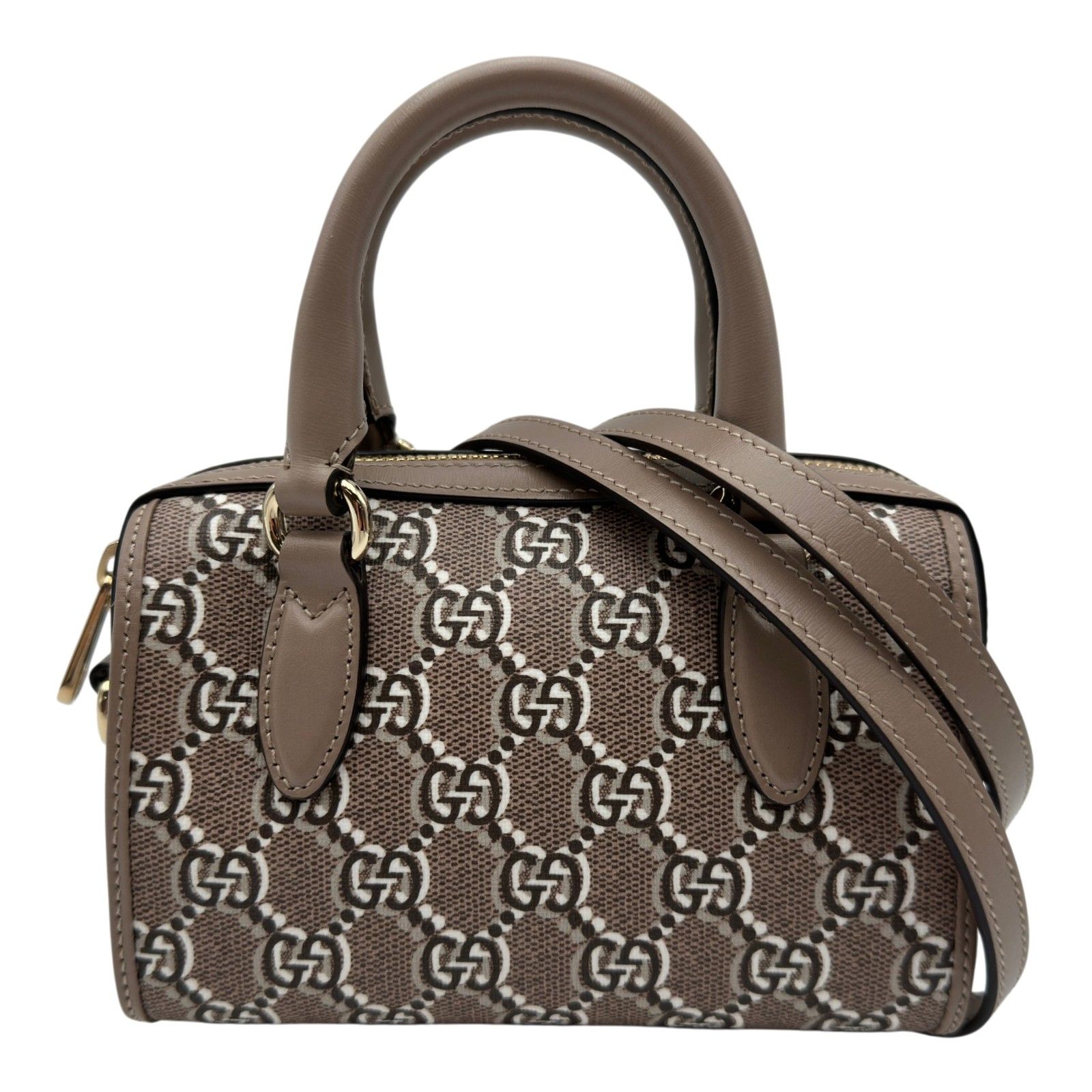 グッチ GUCCI スーパーミニボストンバッグ 795054 ベージュ GGシャドウキャンバス/レザー レディース ショルダーバッグ