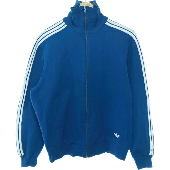 【中古】　adidas　トラックジャケット　80s vintage　80年代　OLD　ジャージ　ハイネック　フルジップ　バイカラー　デサント製　ADS-3F　日本製　スポーツ　古着　/5632