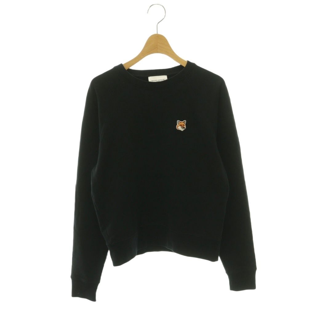 メゾンキツネ MAISON KITSUNE スウェット トレーナー フォックスヘッド刺繍 長袖 XS 黒 ブラック /HS ■GY62