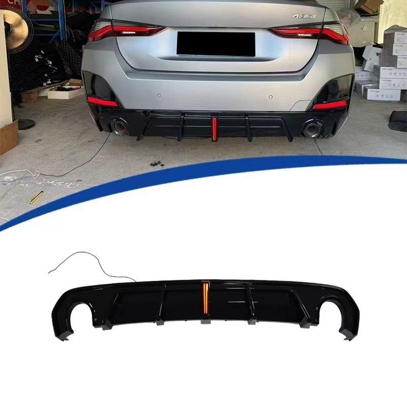 BMW 4シリーズ G26 2020-2025対応 リアバンパー用 リアリップスポイラー ABS製 ブラック 外装アクセント 無加工取付式