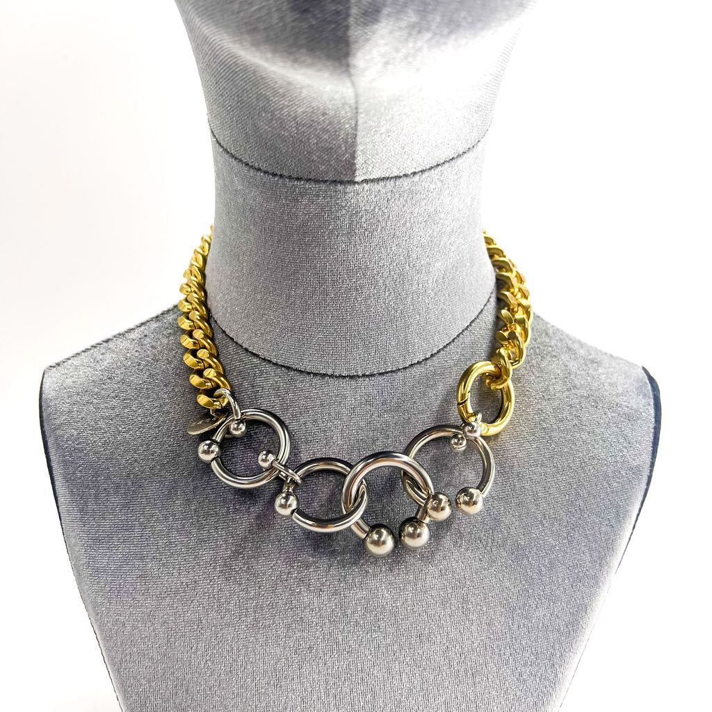 sacai サカイ ゴールド シルバー チェーン ピアスネックレス sacai ボディピアス ネックレス Body Pierce Necklace メタルチェーン