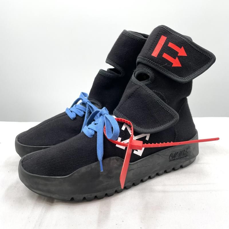 【中古】OFF-WHITE マジックテープ ハイカットスニーカー サイズ41 ブラック オフホワイト[17]