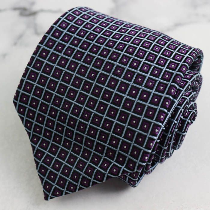 【新品保管品】ゼニア ネクタイ 新品級 シルク 箱付 タグ付 ZEGNA 小紋柄 エルメネジルドゼニア ブランド ネクタイ チェック柄 小紋柄 格子柄