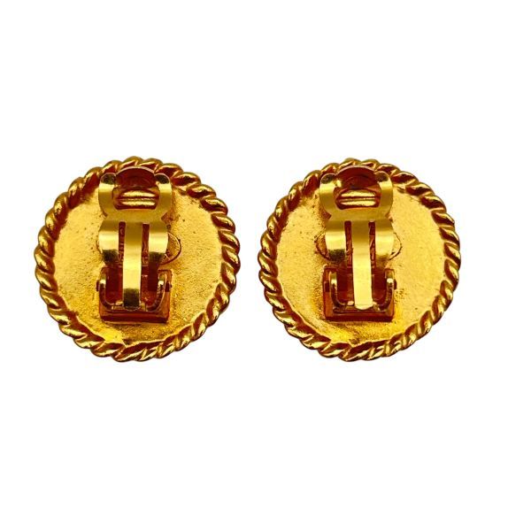 ● シャネル CHANEL イヤリング ココマーク ゴールド金具 vintage アクセサリー 黒 ゴールド色 レディース 6V793