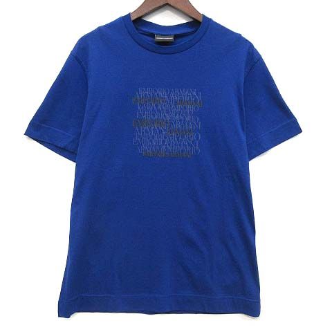 未使用品 エンポリオアルマーニ EMPORIO ARMANI ロゴ Tシャツ カットソー 半袖 ブルー 青 L 3K1TD6 1JSHZ