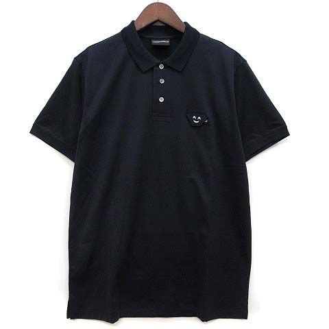 未使用品 エンポリオアルマーニ EMPORIO ARMANI 取り外し交換可能 イーグル ロゴ ワッペン ポロシャツ 半袖 ネイビー 紺 L 3K1FC5 1JTUZ