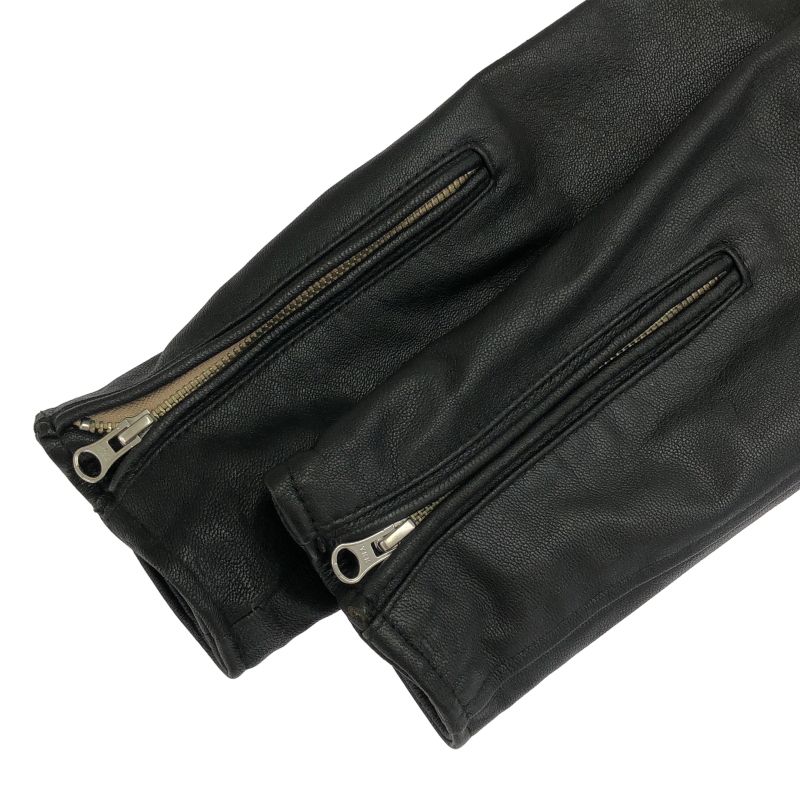 中古】LHP レザーライダースジャケット ヤギ革 ブラック サイズM